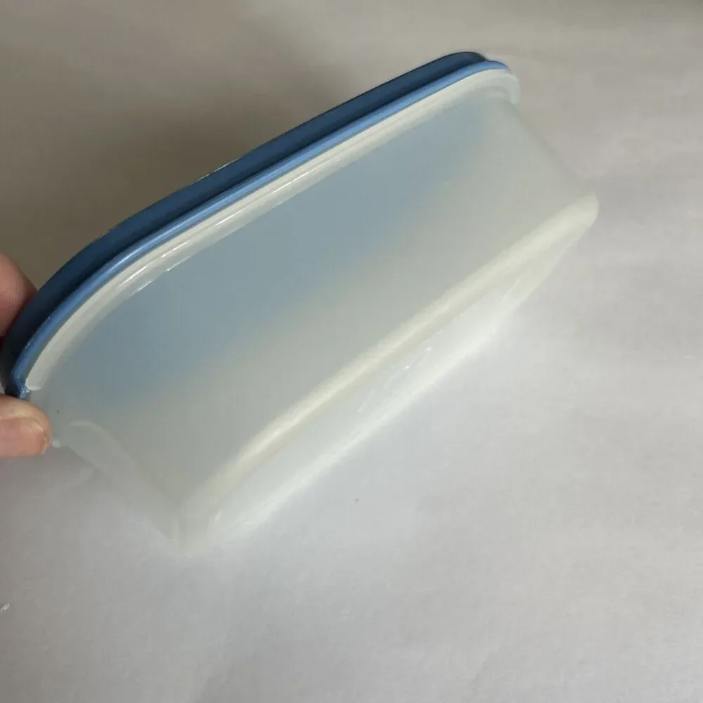 Vintage Tupperware Sheer Container 2 cup 1611 with Blue Lid 1616, Modular Mates